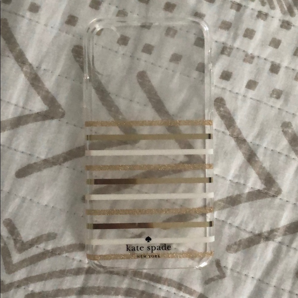 Kate Spade stripped iPhone X case gold & white